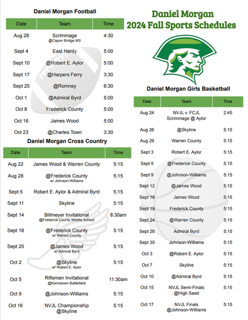 DMMS Fall Sports Schedule
